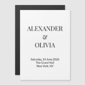 Modern Minimalist Black White Wedding Invitation Magnetische Uitnodiging (Voorkant / Achterkant)