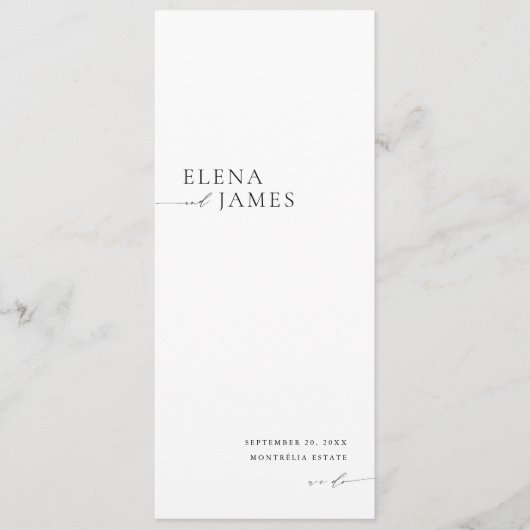 Modern Minimalist Black & White Wedding Program Programmakaart (Voorkant)