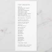 Modern Minimalist Black & White Wedding Program Programmakaart (Achterkant)