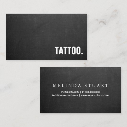 Modern Minimalist Blackboard Tattoo Professional B Visitekaartje (Voorkant / Achterkant)