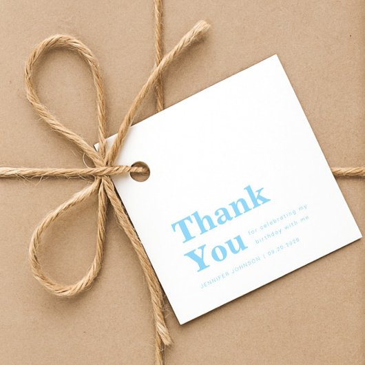 Modern Minimalist Blue Birthday  Bedankjes Labels