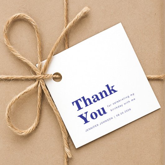 Modern Minimalist Blue Birthday  Bedankjes Labels