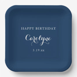 Modern Minimalist Blue Birthday  Papieren Bordje