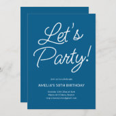 Modern Minimalist Blue Birthday Party Chic Kaart (Voorkant / Achterkant)
