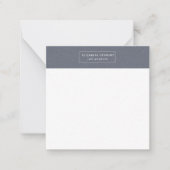 Modern minimalist Blue Linen and Ivory Notitiekaartje (Voorkant)