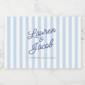 Modern Minimalist Blue Stripes Wedding Mini Likeurfles Etiket (Enkel label)