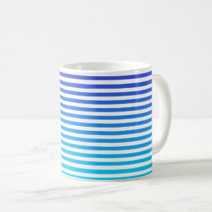 Modern minimalist Blue Turquoise ombre Stripes Koffiemok