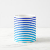 Modern minimalist Blue Turquoise ombre Stripes Koffiemok (Center)