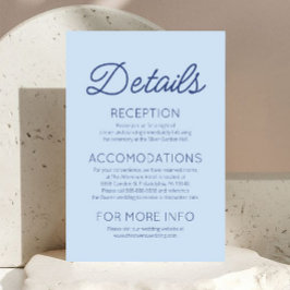Modern Minimalist Blue Wedding Details Informatiekaartje