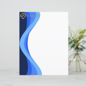 Modern Minimalist Blue White Business Paper Sheets (Staand voorkant)