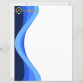 Modern Minimalist Blue White Business Paper Sheets (Voorkant)