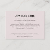 Modern Minimalist Blush Jewelry Care Insert Card Informatiekaartje (Voorkant)