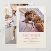 Modern Minimalist Blush Pink Gold Photo Wedding Save The Date (Voorkant / Achterkant)