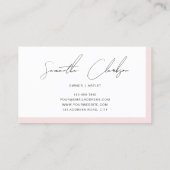 Modern Minimalist Blush Pink Handwritten Script Visitekaartje (Achterkant)