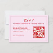 Modern minimalist blush pink red QR code wedding RSVP Kaartje (Voorkant)