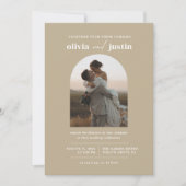 Modern minimalist Boho Arch Photo Wedding Kaart (Voorkant)