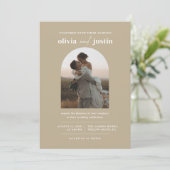 Modern minimalist Boho Arch Photo Wedding Kaart (Staand voorkant)