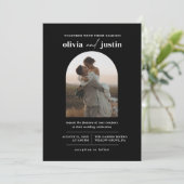 Modern minimalist Boho Arch Photo Wedding Kaart (Staand voorkant)