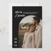 Modern minimalist Boho Arch Photo Wedding Kaart (Achterkant)