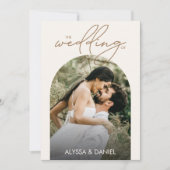 Modern minimalist Boho Arch Photo Wedding Kaart (Voorkant)