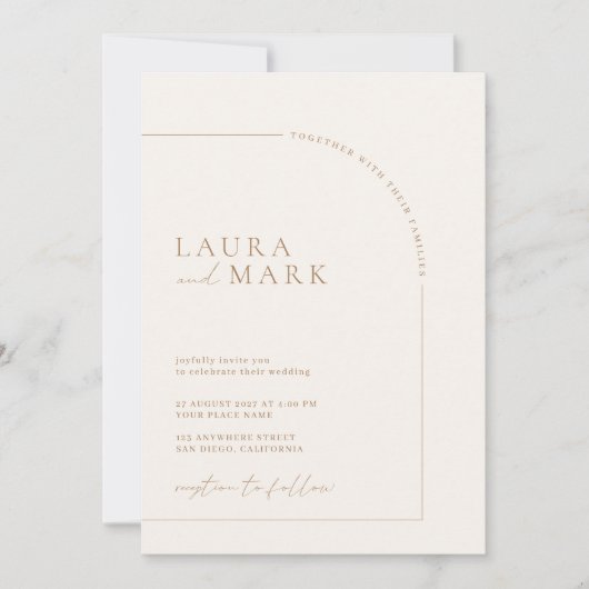 Modern minimalist Boho Arch Photo Wedding Kaart (Voorkant)