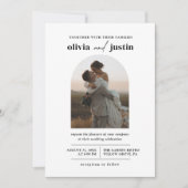 Modern minimalist Boho Arch Photo Wedding Kaart (Voorkant)