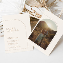 Modern minimalist Boho Arch Photo Wedding Kaart