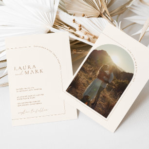 Modern minimalist Boho Arch Photo Wedding Kaart
