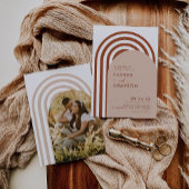 Modern minimalist Boho Arch Photo Wedding Kaart