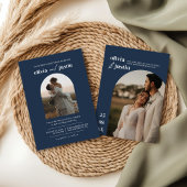 Modern minimalist Boho Arch Photo Wedding Kaart