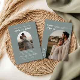 Modern minimalist Boho Arch Photo Wedding Kaart