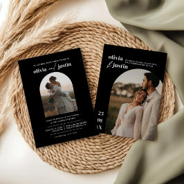 Modern minimalist Boho Arch Photo Wedding Kaart