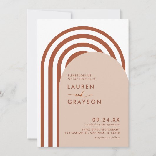 Modern minimalist Boho Arch Photo Wedding Kaart (Voorkant)