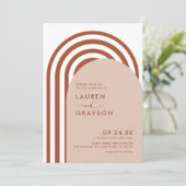 Modern minimalist Boho Arch Photo Wedding Kaart (Staand voorkant)