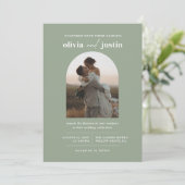 Modern minimalist Boho Arch Photo Wedding Kaart (Staand voorkant)