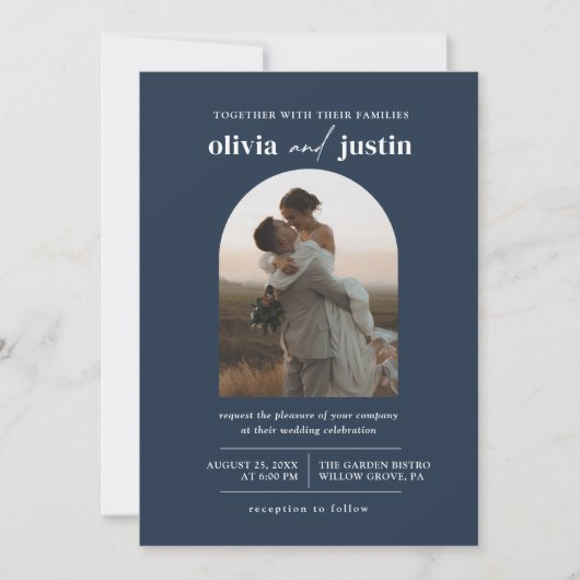 Modern minimalist Boho Arch Photo Wedding Kaart (Voorkant)