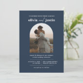 Modern minimalist Boho Arch Photo Wedding Kaart (Staand voorkant)
