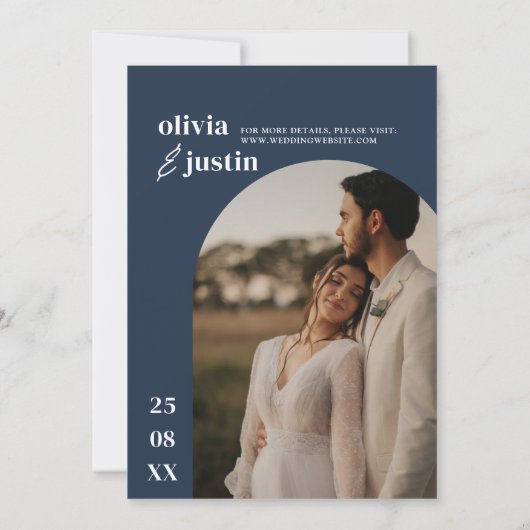 Modern minimalist Boho Arch Photo Wedding Kaart (Achterkant)