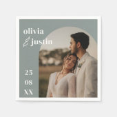 Modern minimalist Boho Arch Photo Wedding Servet (Voorkant)