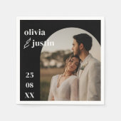 Modern minimalist Boho Arch Photo Wedding Servet (Voorkant)