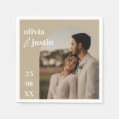 Modern minimalist Boho Arch Photo Wedding Servet (Voorkant)