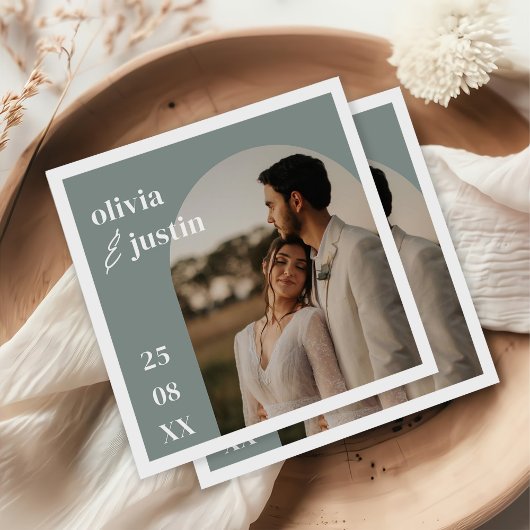 Modern minimalist Boho Arch Photo Wedding Servet