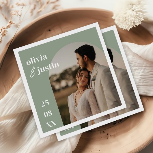 Modern minimalist Boho Arch Photo Wedding Servet