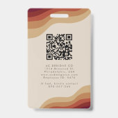 Modern minimalist Boho beige Photo QR-naam Badge (Achterkant)