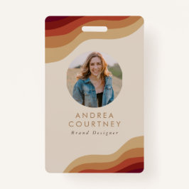 Modern minimalist Boho beige Photo QR-naam Badge