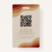 Modern minimalist Boho beige Photo QR-naam Badge (Achterkant)