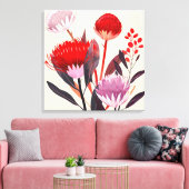 Modern Minimalist Boho Floral Botanical Canvas Afdruk (Insitu (Woonkamer))
