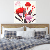 Modern Minimalist Boho Floral Botanical Canvas Afdruk (Insitu (Slaapkamer))