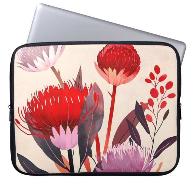 Modern Minimalist Boho Floral Botanical Laptop Sleeve (Voorkant)