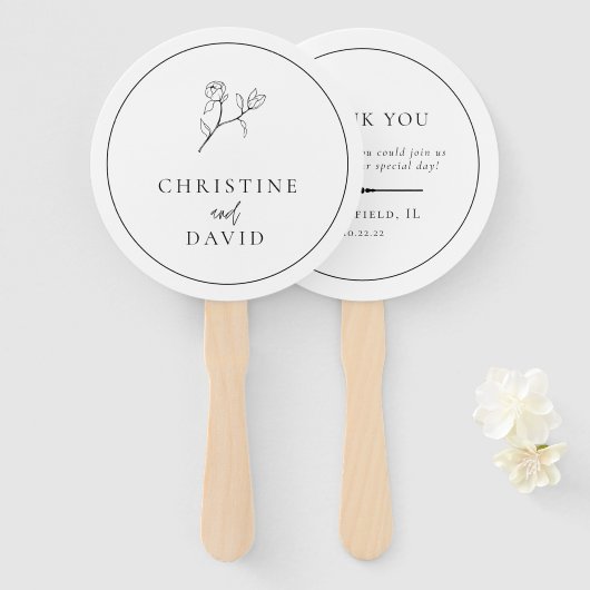 Modern minimalist Boho Flower Wedding Hand Fan Handwaaier (Voorkant en achterkant)
